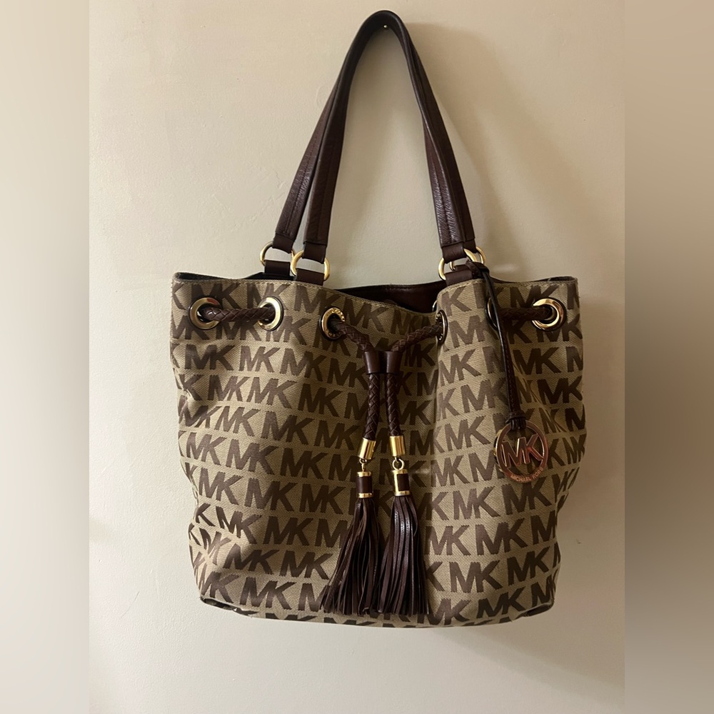 Michael Kors Brown Jet Set Tote with Iconic MK Monogram